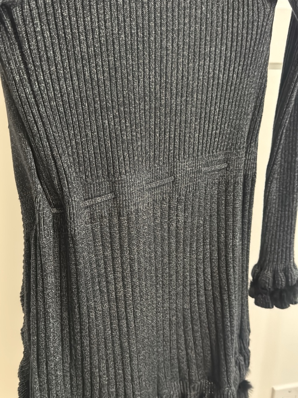 Grey Ruffled whimsigoth Open-Front Knit Cardigan - Picture 7 of 9